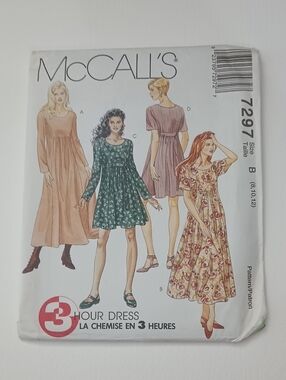 2/$20 McCall's 7297 Boho Dress Sewing Pattern 023795729727 ©1994